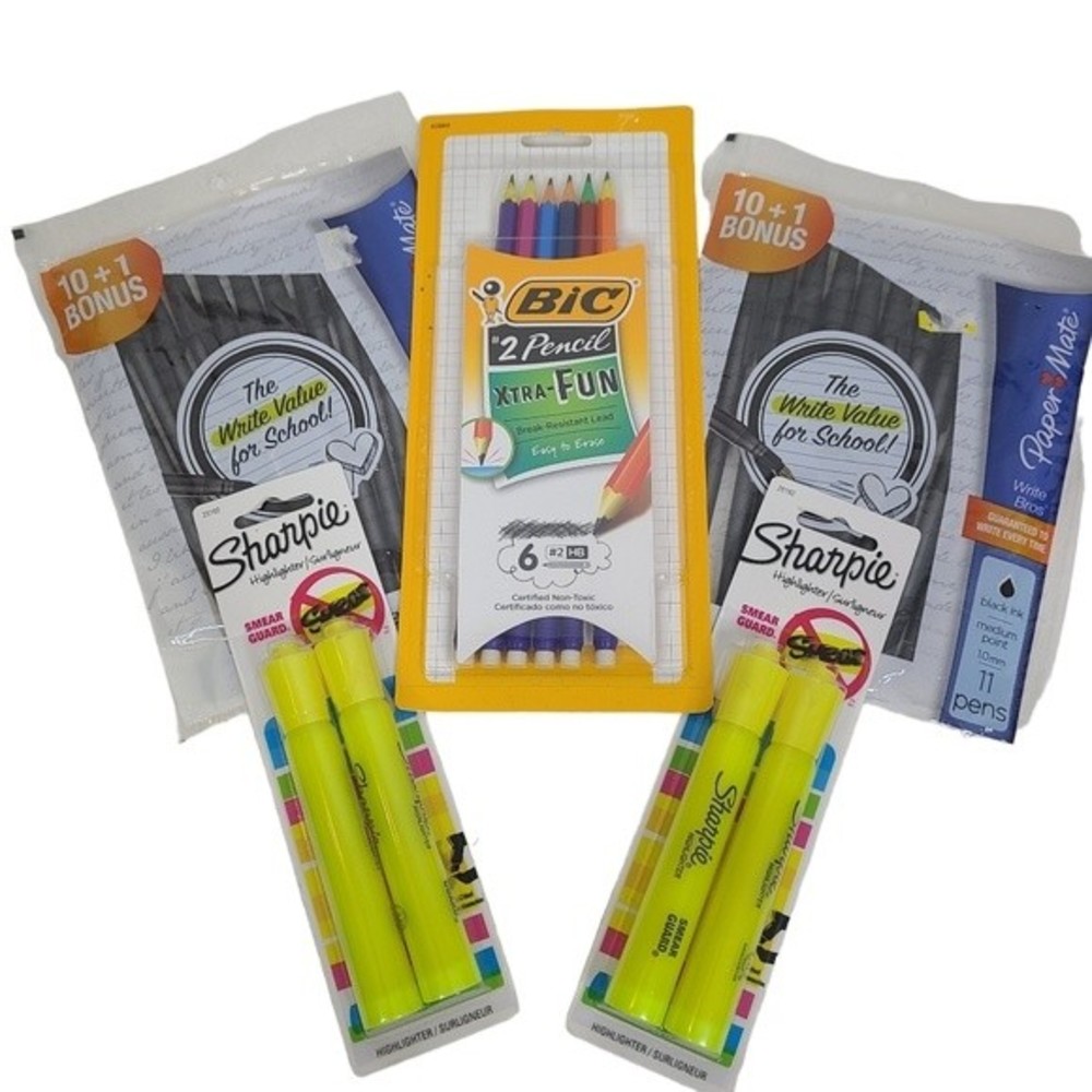 Back to School/College Supplies Bundle, Pencils, Pens, Sharpies Highlighters NEW - Picture 1 of 7